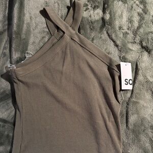 SO Olive Ribbed Tank Top